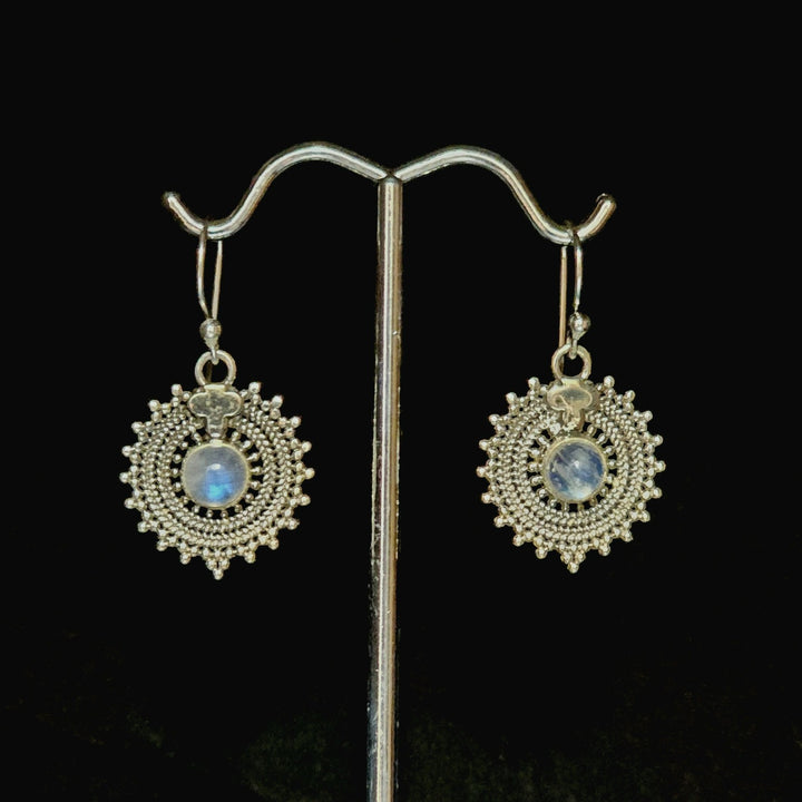 Circle Infinity Moonstone Earrings