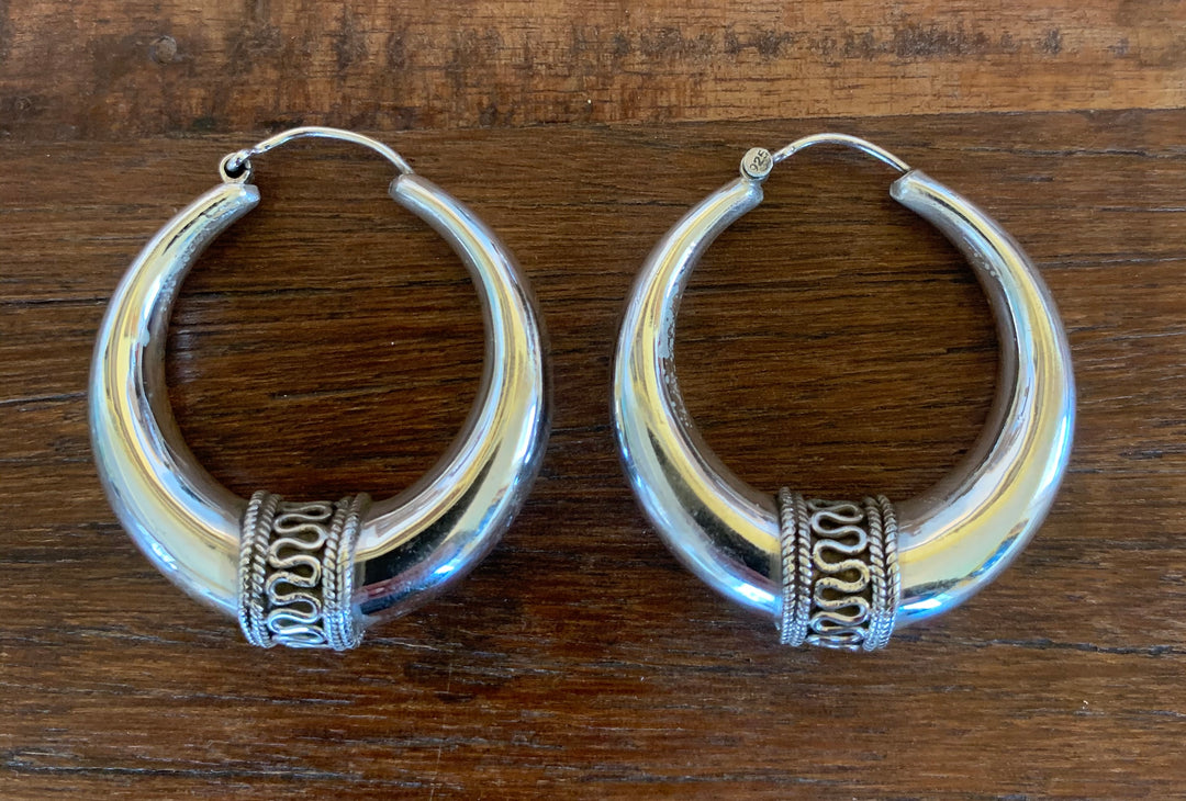 Tribal Hoop Earrings - Floating Lotus