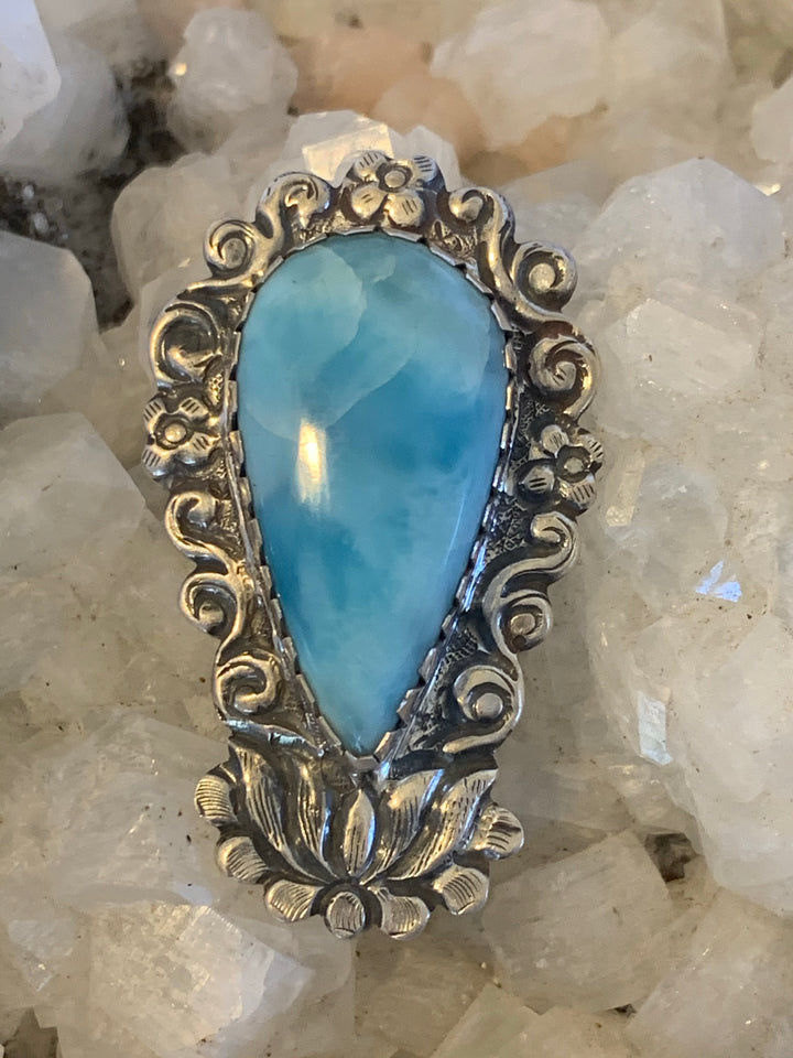 Larimar Lotus Pendant - Floating Lotus