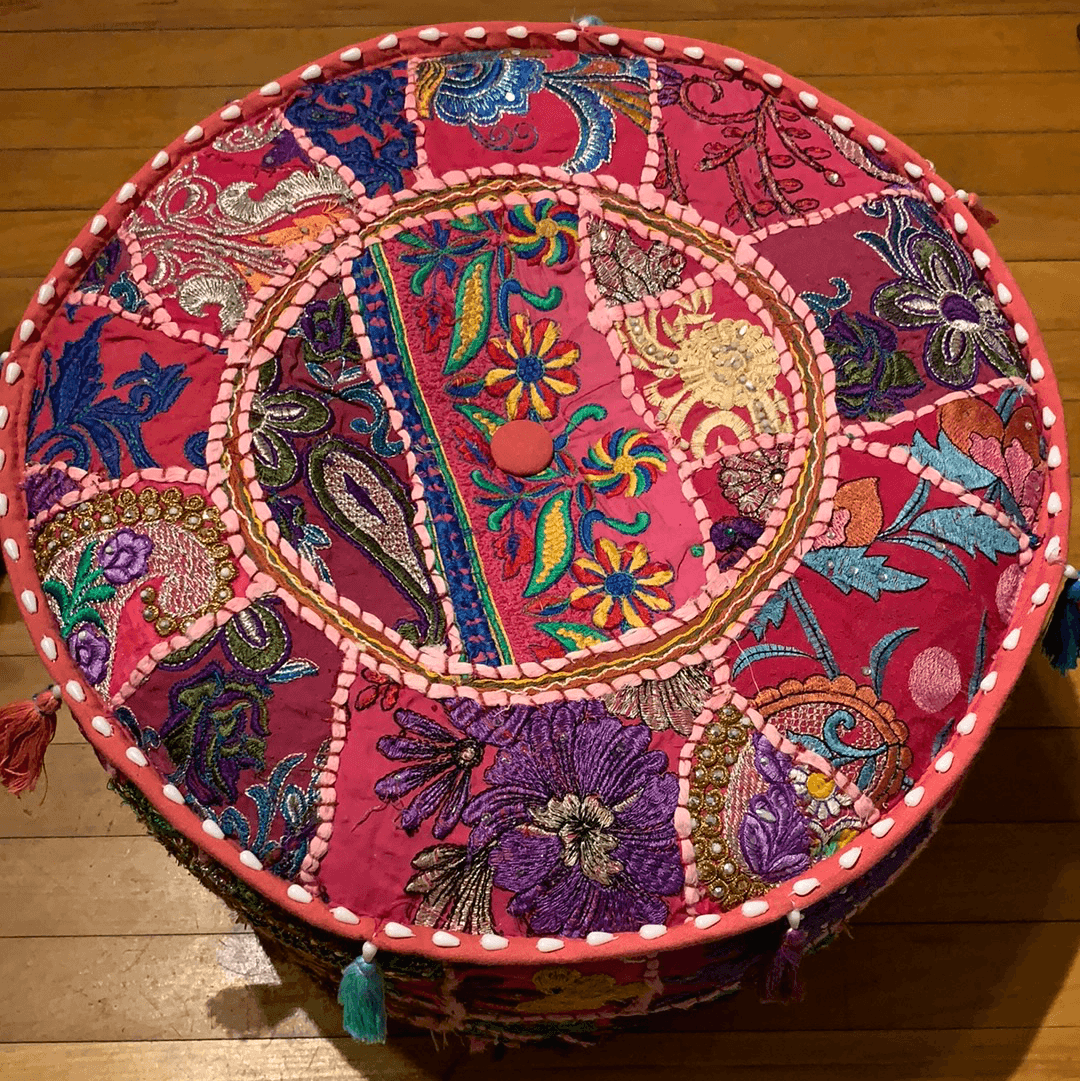 Patchwork Pouf Ottoman ~ Medium Size