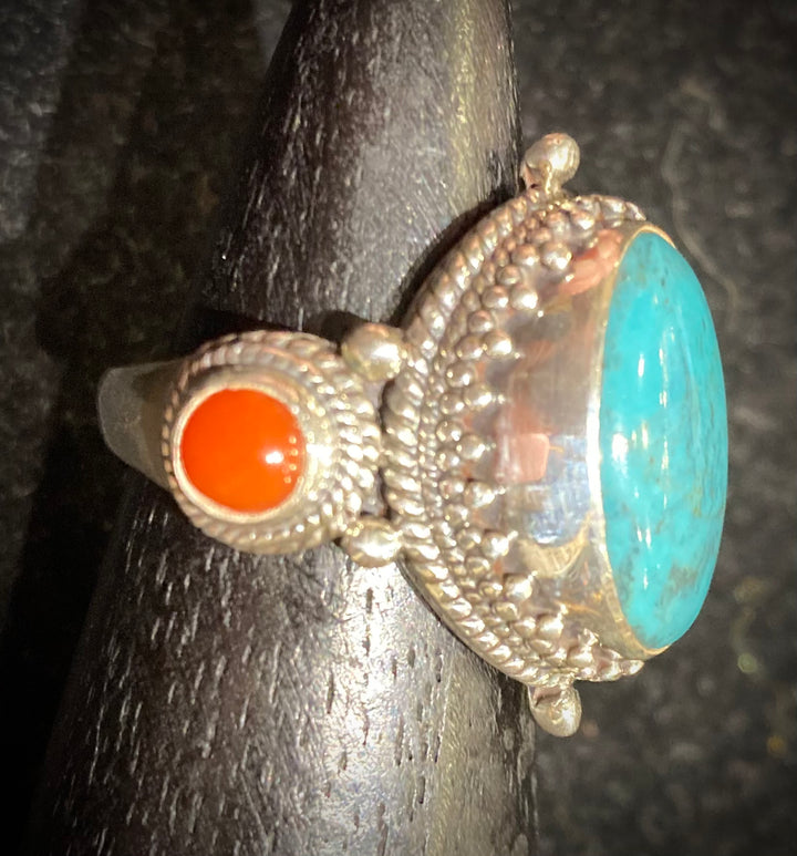 Earth’s Treasure Turquoise & Coral Ring