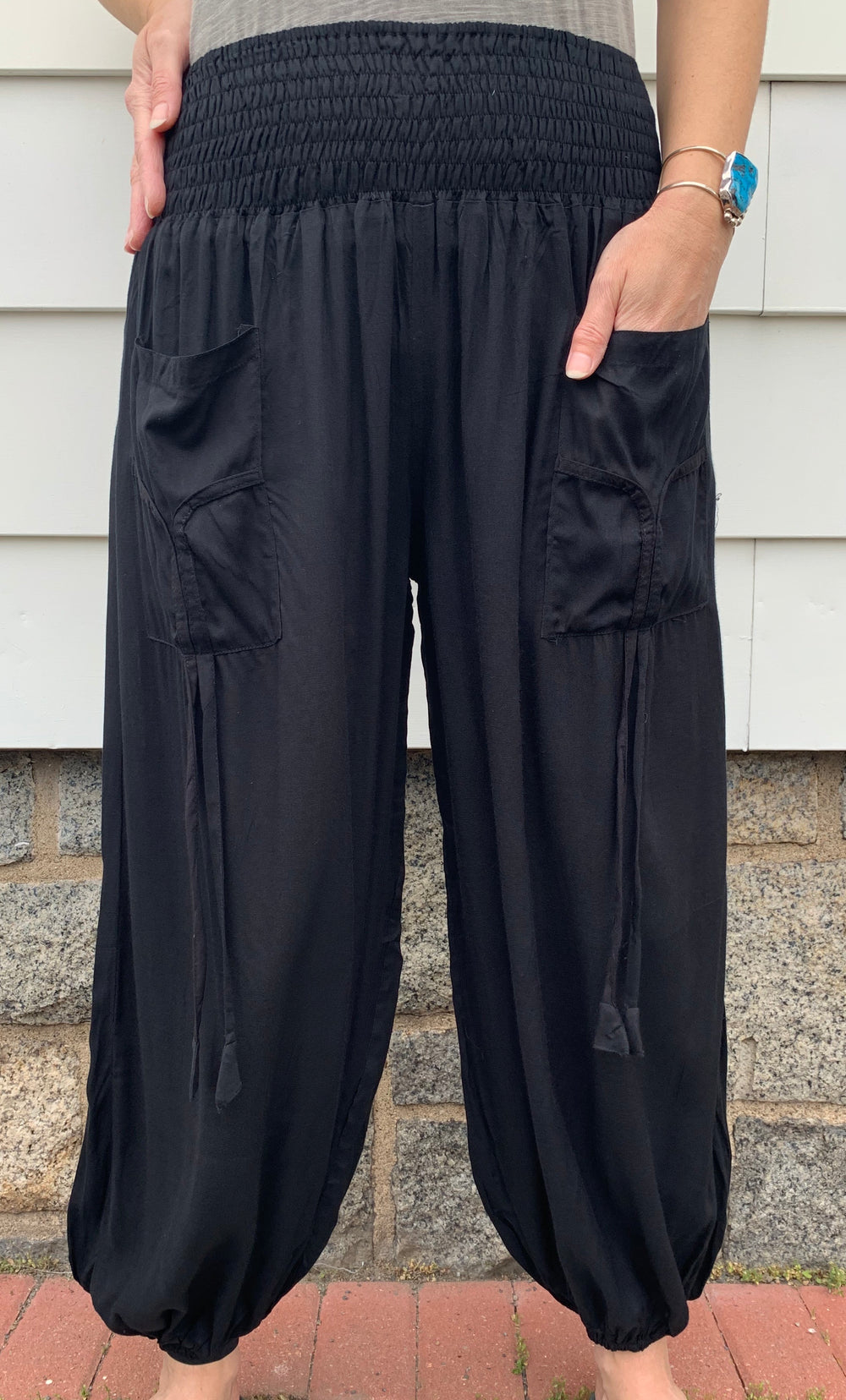 Black Harem Pants - Floating Lotus