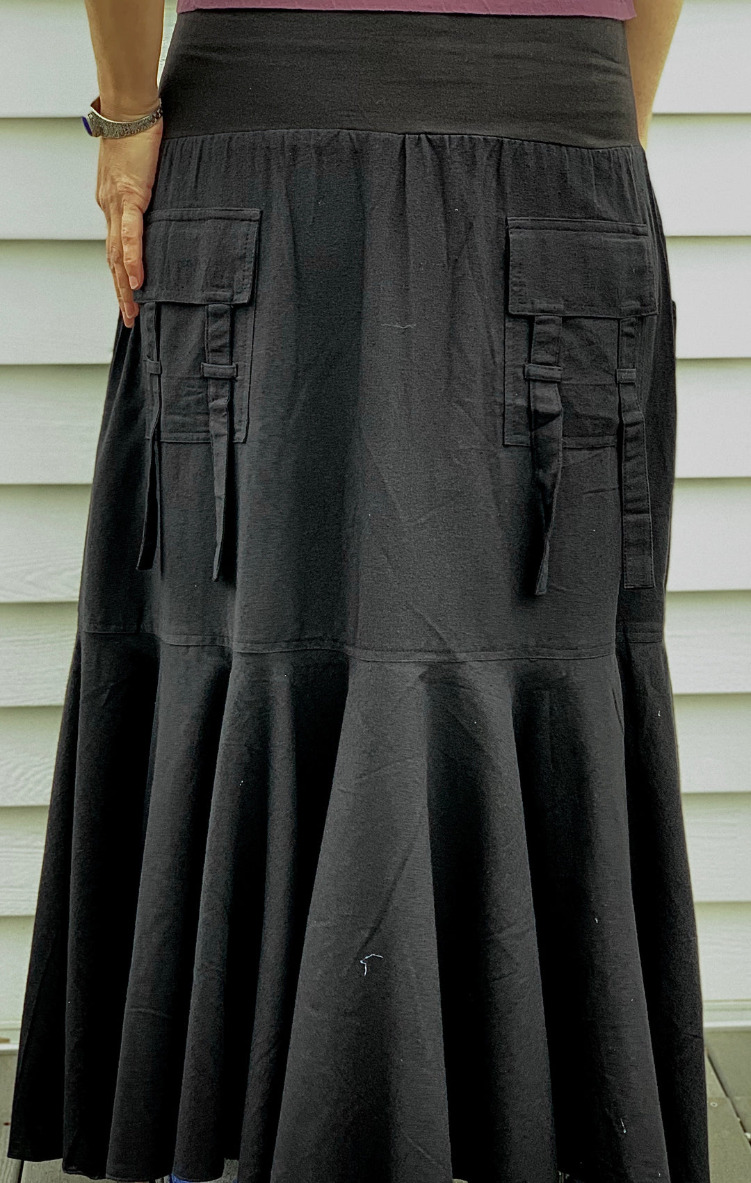 Cotton Skirt with Pockets - Floating Lotus