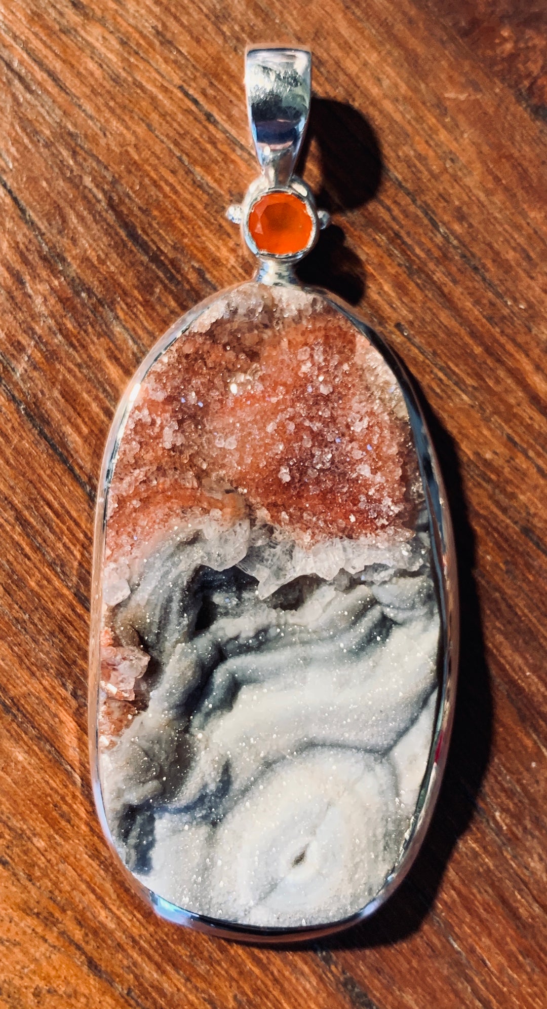 Red Druzy Love Pendant - Floating Lotus