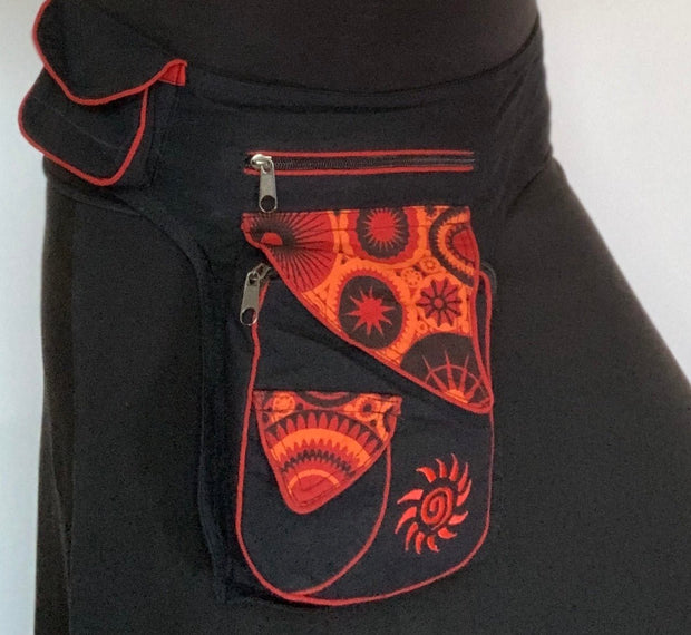 Pockets Belt Utility Belt Belt Bag in Black Cotton 