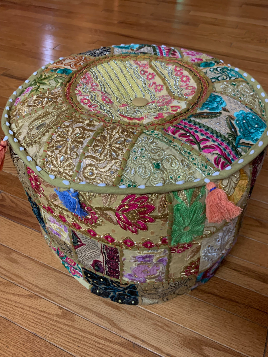 Patchwork Pouf Ottoman ~ Medium Size